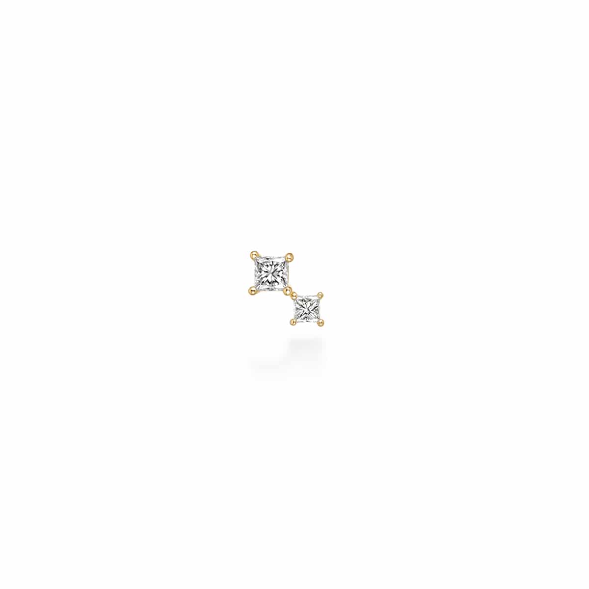 Boucle d'oreille lune carree duo
