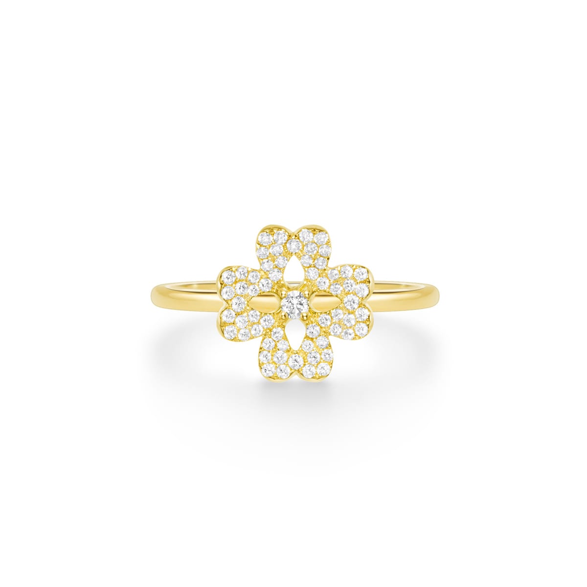 Bague fleur banche pavé