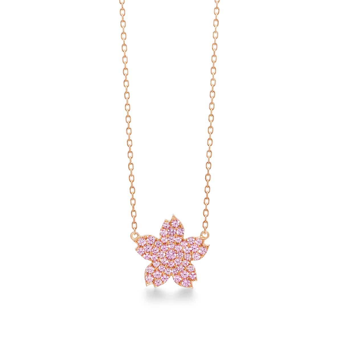 sakura pavé midi 項鍊(粉紅色藍寶石)