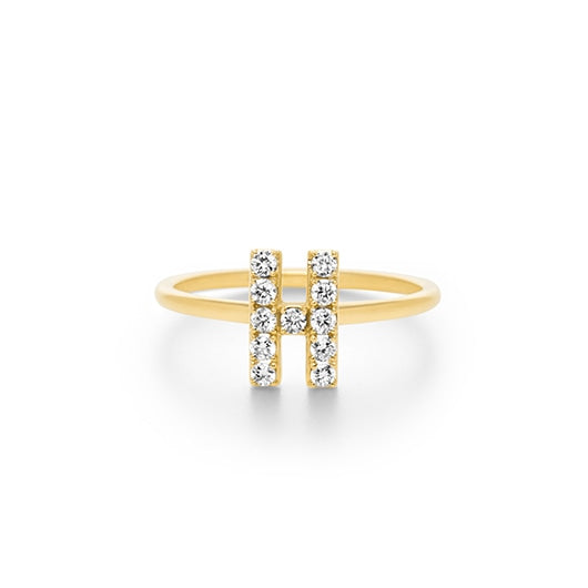 Bague première étoile lettre diamants H