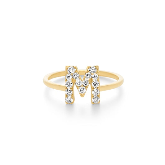 Bague première étoile lettre diamants M