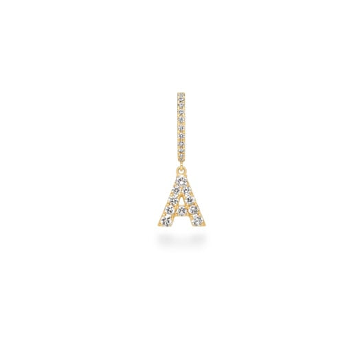 Boucle d'oreille première étoile lettre diamants A