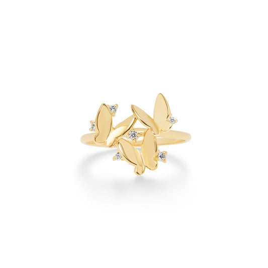 Bague papillon brillant diamants