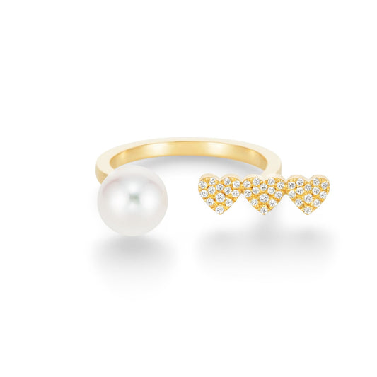 Bague heart pavé trio pearl