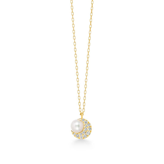 crescent pearl pavé 項鍊