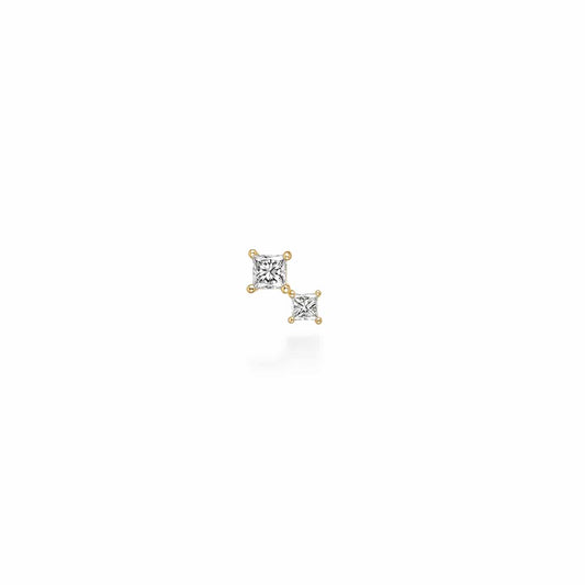Boucle d'oreille lune carree duo
