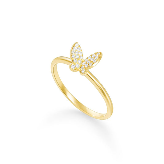 Bague papillon brillant pavé