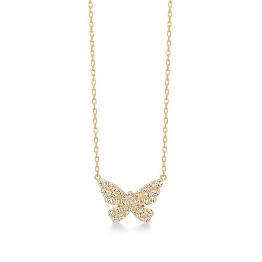 butterfly pavé midi 項鍊 (0.23克拉)