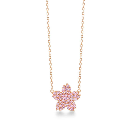 sakura pavé midi 項鍊(粉紅色藍寶石)